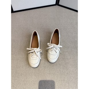 羊皮版~真皮复古风德训鞋女平底浅口单鞋系带百搭休闲鞋平跟鞋