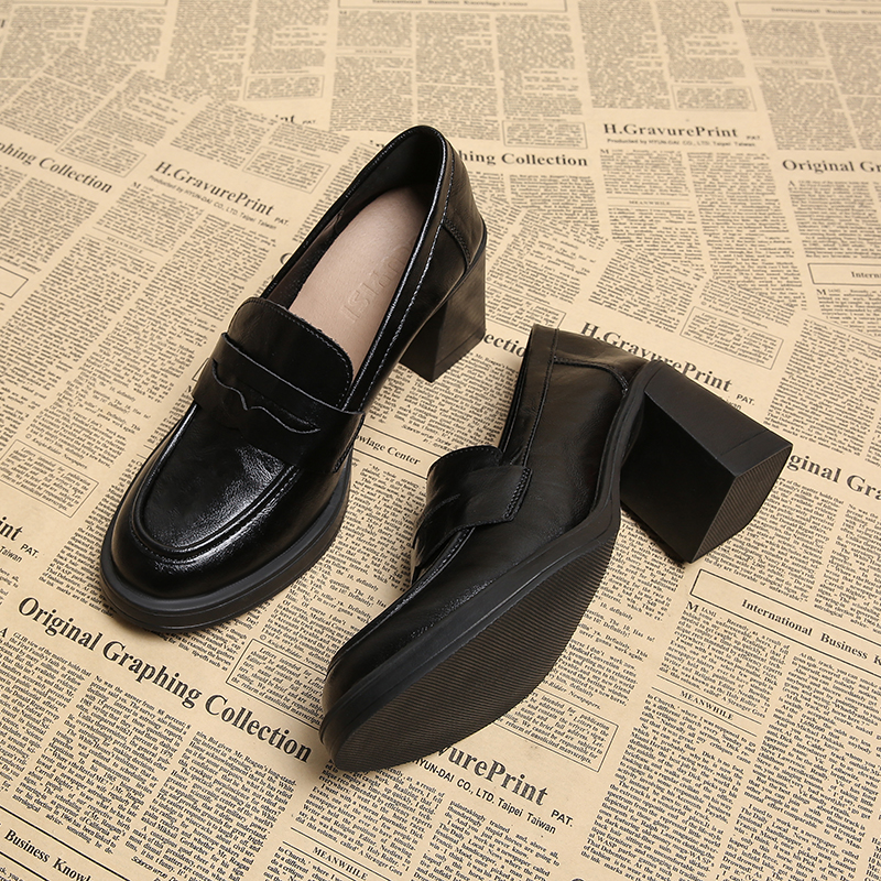 真皮巨好看厚底英伦风乐福鞋女