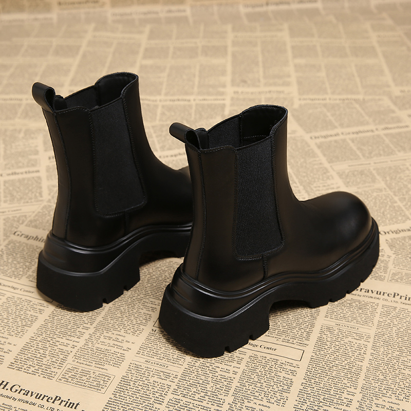 黑色英伦厚底靴子切尔西靴