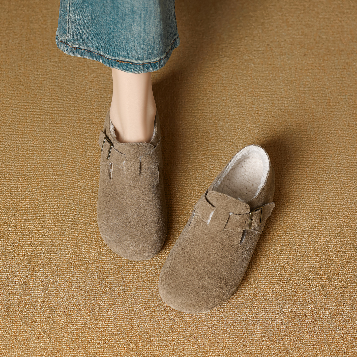 复古全包加绒勃肯鞋女