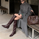 真皮不过膝长靴内增高2025秋冬新款 瘦瘦靴小个子堆堆靴子长筒靴