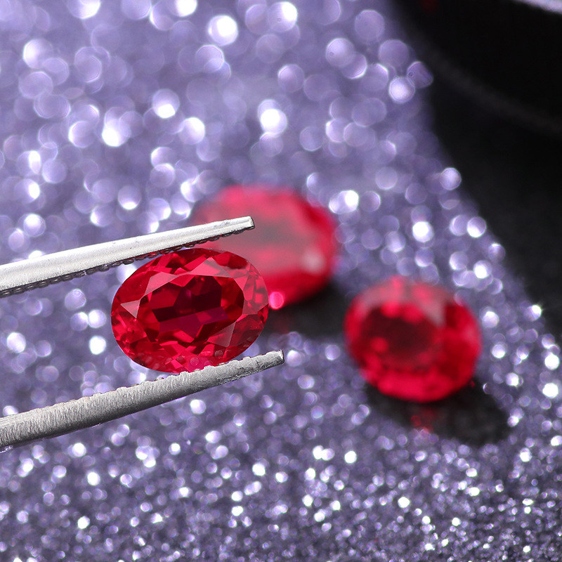 提拉法实验室培育宝石鸽血红 椭圆形蛋形红宝石裸石 梧州培育宝石