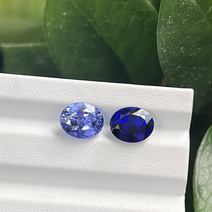 矢车菊皇家蓝人工培育蓝宝石椭圆蛋形实验室蓝宝石戒指项链定制