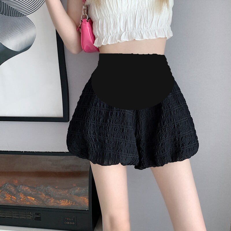 孕妇短裤女夏季薄款外穿黑色花苞裤夏装托腹打底大码休闲裤子夏天