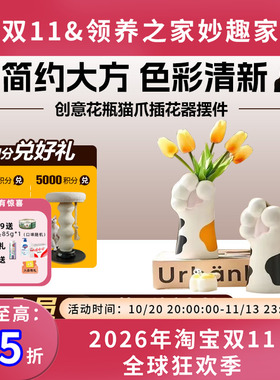 领养之家 创意花瓶猫爪摆件可爱桌面客厅玄关电视柜办公室装饰品