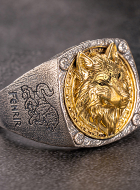 暗黑系925银芬里尔巨狼开口戒指