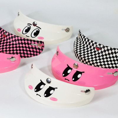 卡萌复古机车半盔3/4盔粉色白色生气可爱三扣哈雷女通用头盔帽檐