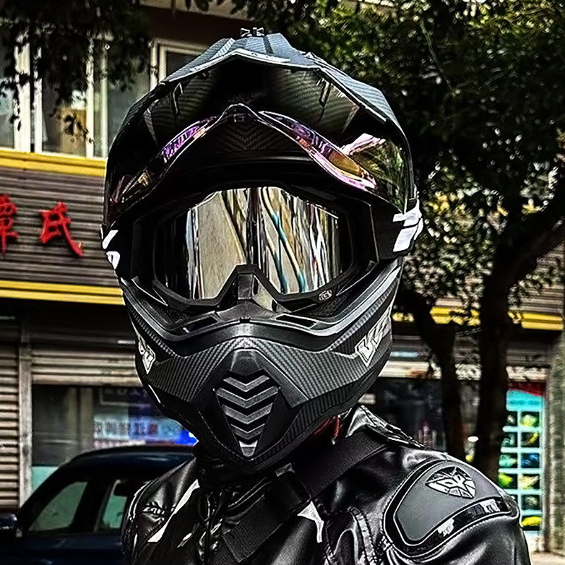3C认证拉力摩托车越野头盔男女双镜片全盔机车摩旅拉力盔跑盔