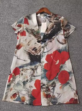 亏清捡漏新品女装高端花100%重磅真丝欧根缎盘扣款外套披肩特价清