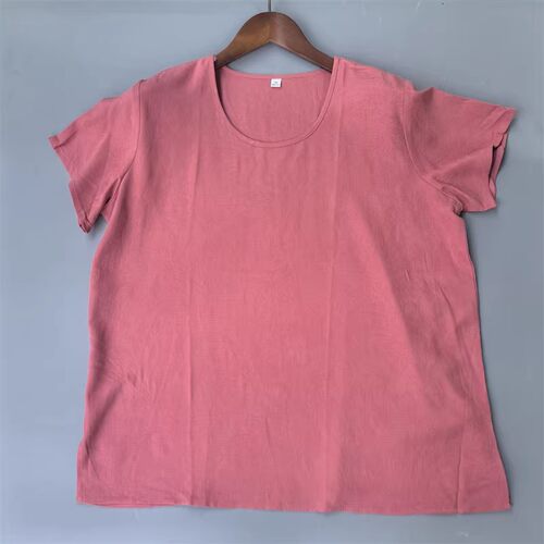 柔软绢纺纯色提花套头衫 100%真丝桑蚕丝短袖上衣女透气百搭T恤新
