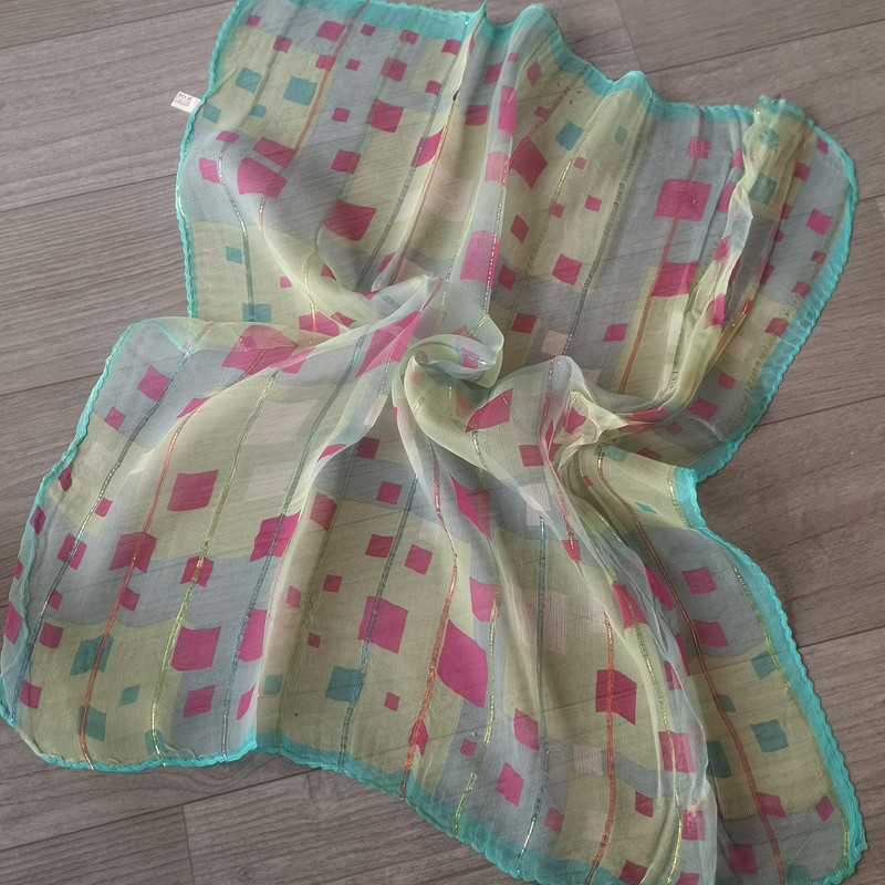 100%真丝乔其纱方巾百搭多种花色