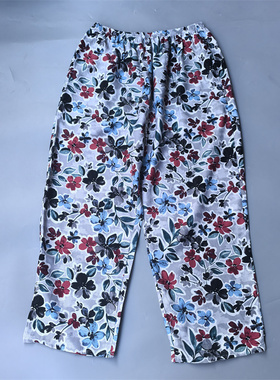 新捡漏花色100%真丝绢纺透气舒服女休闲裤全松紧百搭宽松桑蚕丝裤