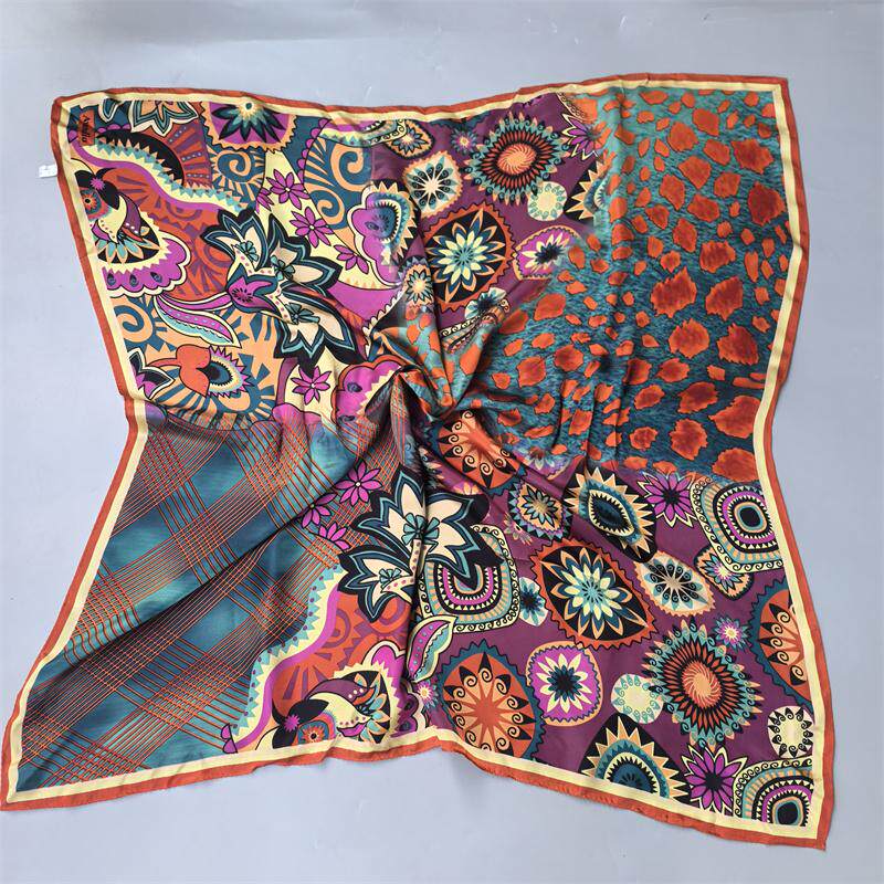 外贸柔软 100%真丝素绉缎大方巾女桑蚕丝杭州百搭丝巾领巾花色新