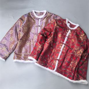 年底清仓初蝉新中式棉服冬季国风棉衣外套女唐装织金提花盘扣夹新