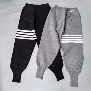 高奢丝羊绒毛线针织裤女高腰束脚哈伦裤冬季百搭显瘦长裤休闲裤新