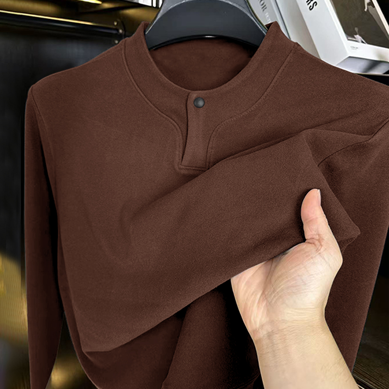 德绒保暖发热双面绒内衣长袖t恤男士秋冬新款半高领磨毛打底上衣