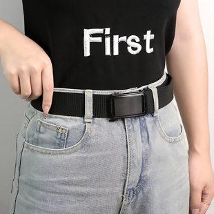 腰带尼龙免打孔帆布腰带皮带男款自动扣学生裤带女式休闲百搭新款