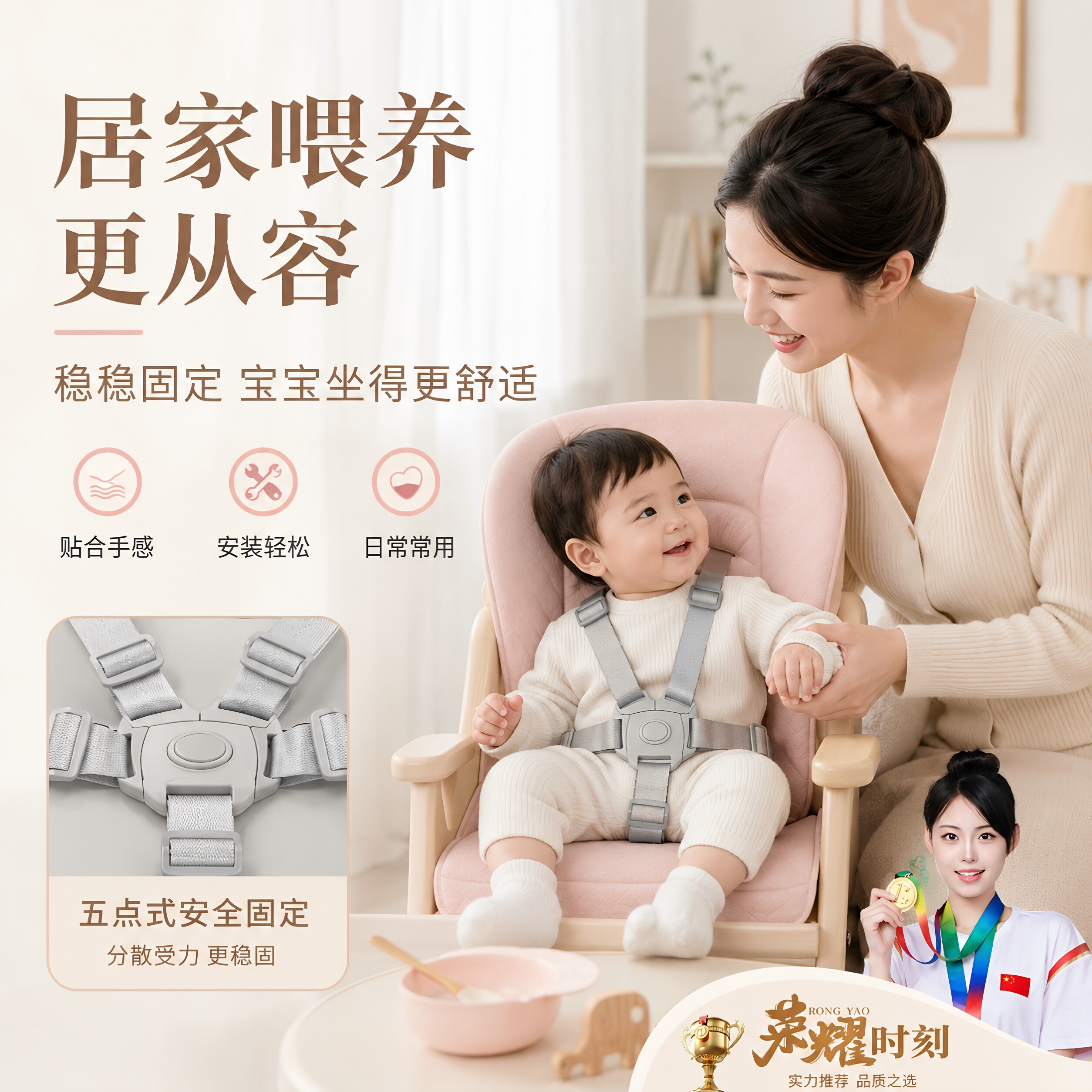 婴儿车安全带宝宝五点式固定器025新款儿童餐椅配件安全结实牢固图片