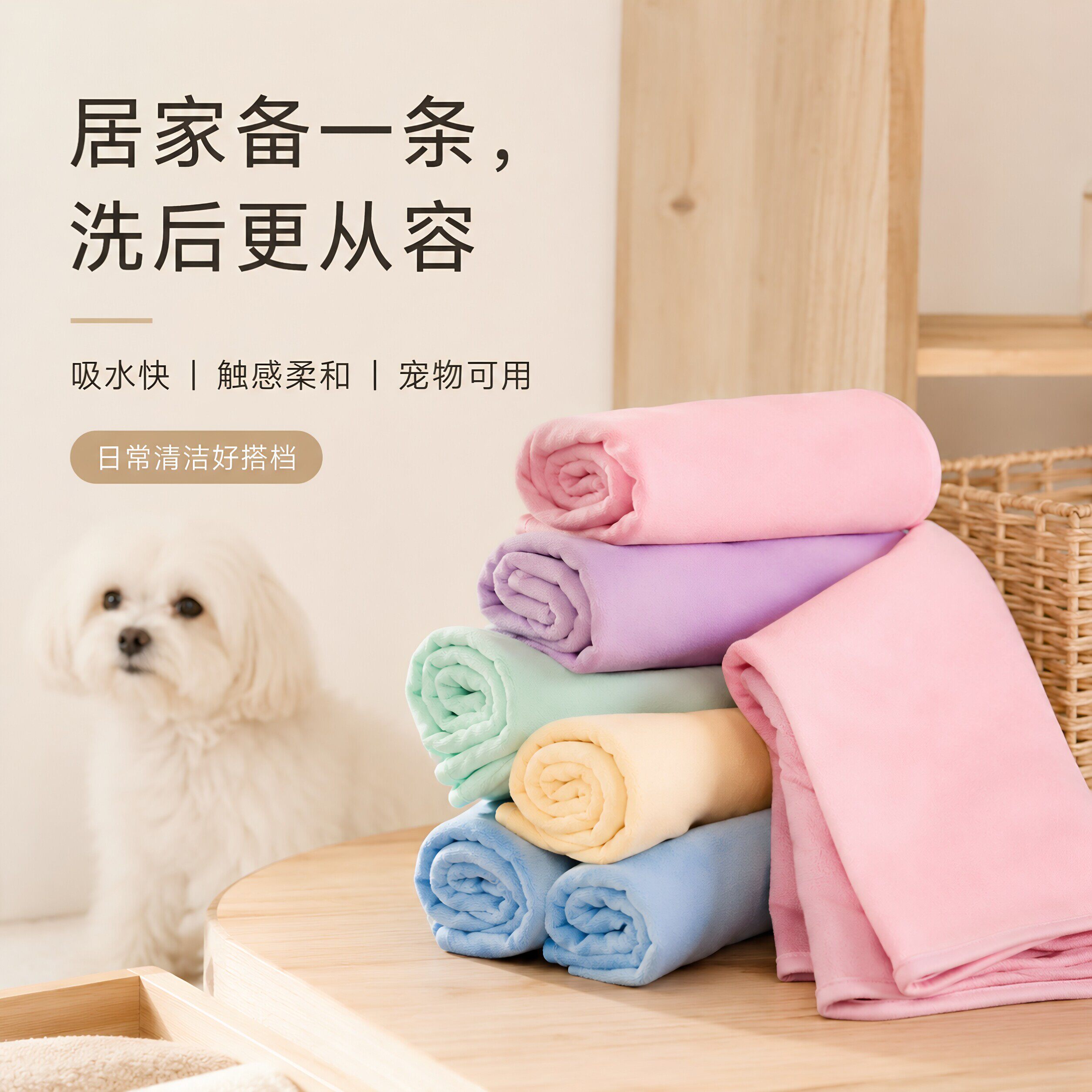 狗狗洗澡吸水毛巾宠物速干鹿皮巾加厚大号强力猫猫不粘毛专用浴巾