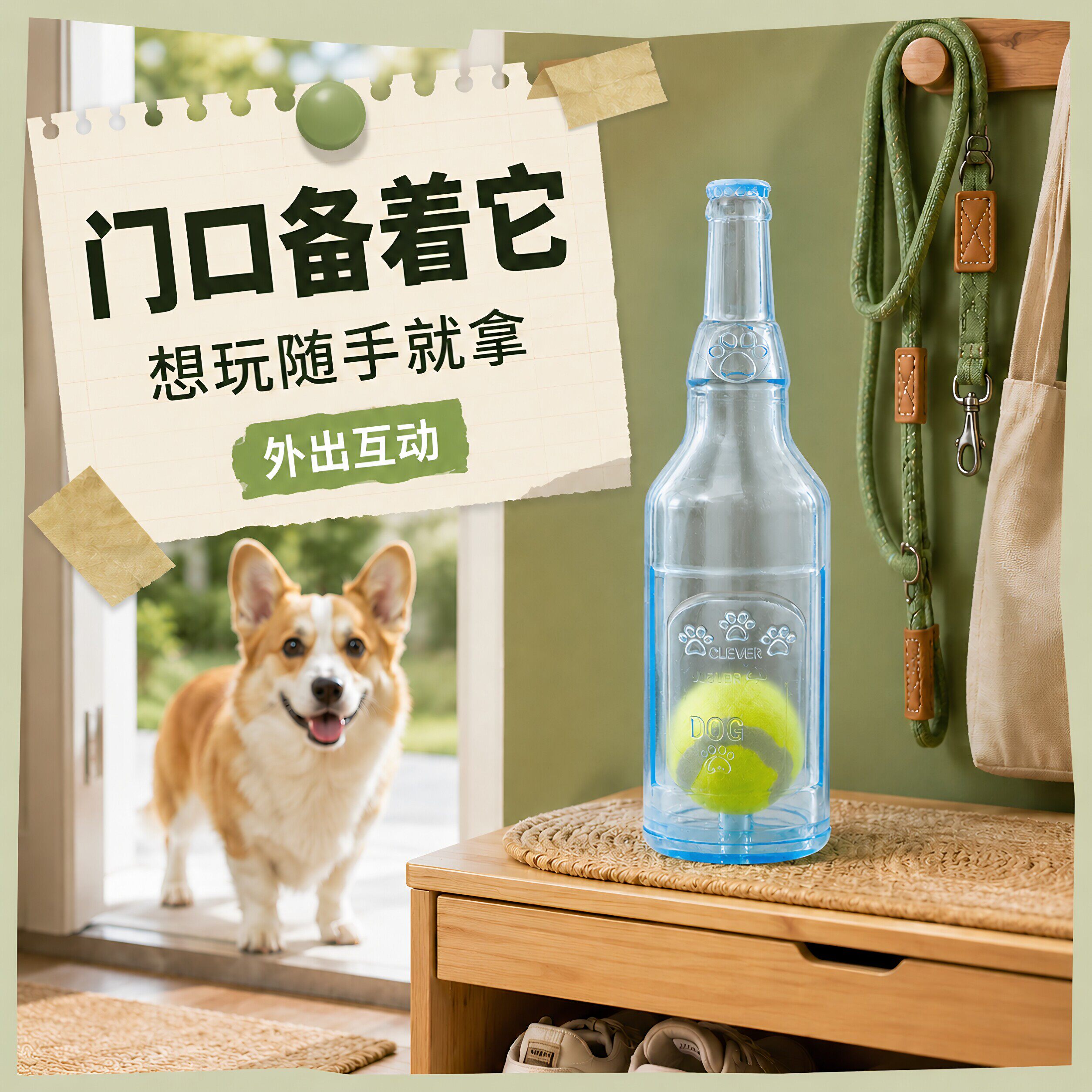 狗狗玩具自嗨解闷神器发声酒瓶小狗磨牙耐咬大狗网球橡胶瓶子宠物