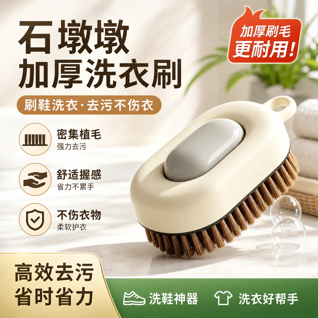 石墩墩洗衣刷家用软毛硬毛鞋刷