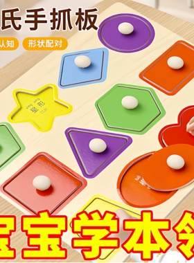 手抓板拼图蒙氏早教3到6岁益智0一3宝宝玩具儿童形状认知配对积木