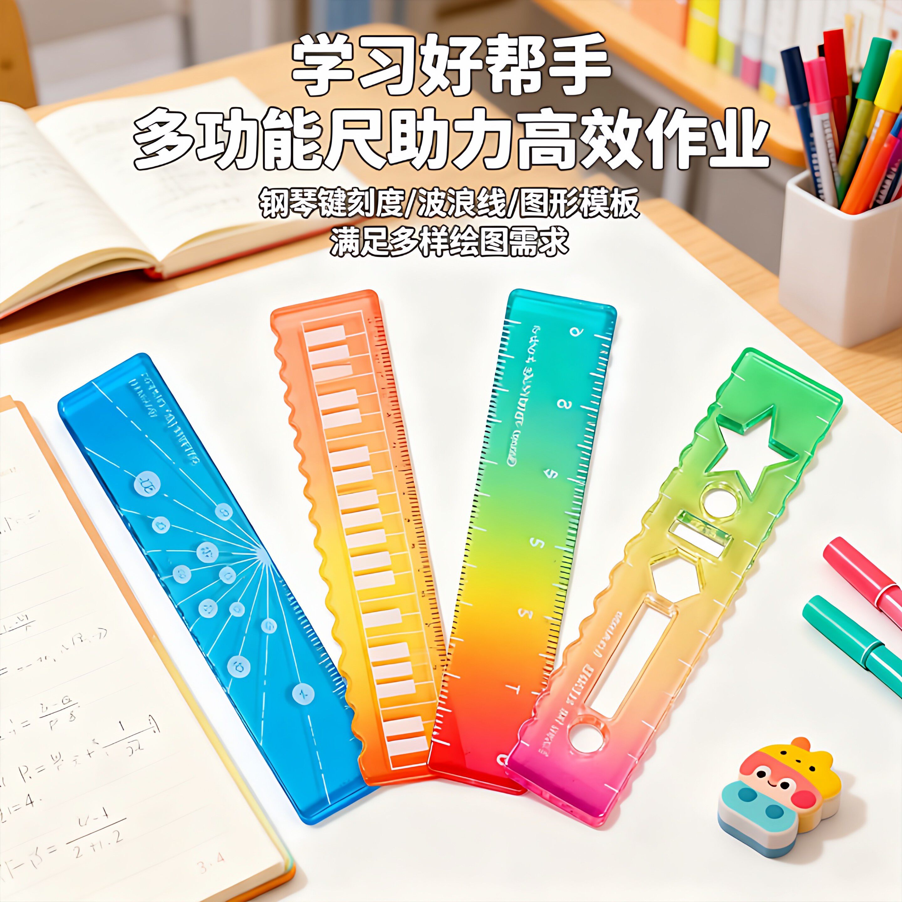 称心如意尺掌心尺糖果色m5手帐本迷你多功能刻度尺透明波浪直尺子