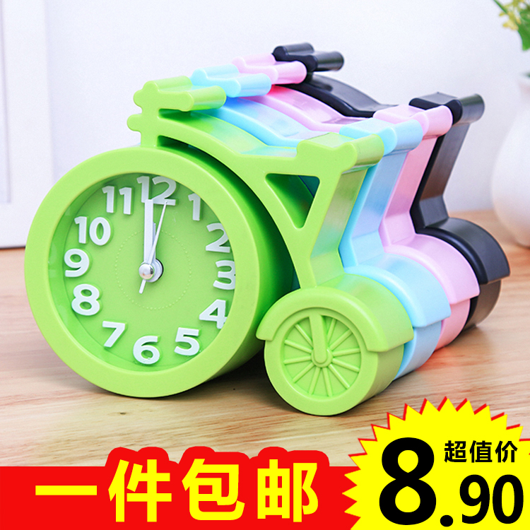 創意學生兒童鬧鐘床頭座鐘臺鐘電子叫醒時鐘簡約鐘可愛小擺件鐘表
