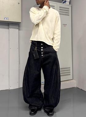 STEEPC 裤脚隐藏磁吸扣*弯刀廓形原牛（已洗水不易脱色）牛仔裤