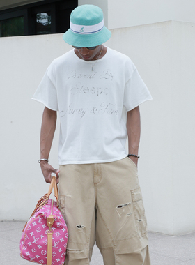 STEEPC Loco同款 针织做旧印花 boxy短宽版型 圆领短袖T恤