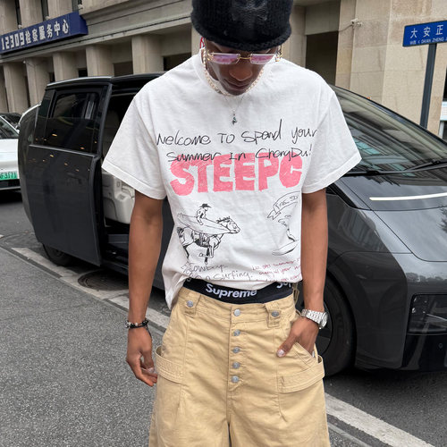 STEEPC涂鸦印花宽松短袖T恤