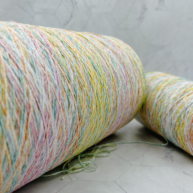 长段染彩虹喷毛雪尼尔手编线