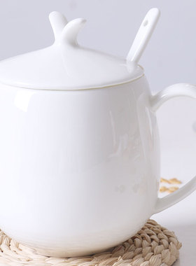 景德镇马克杯陶瓷水杯骨瓷咖啡杯奶杯创意水杯家用纯白色杯子简约
