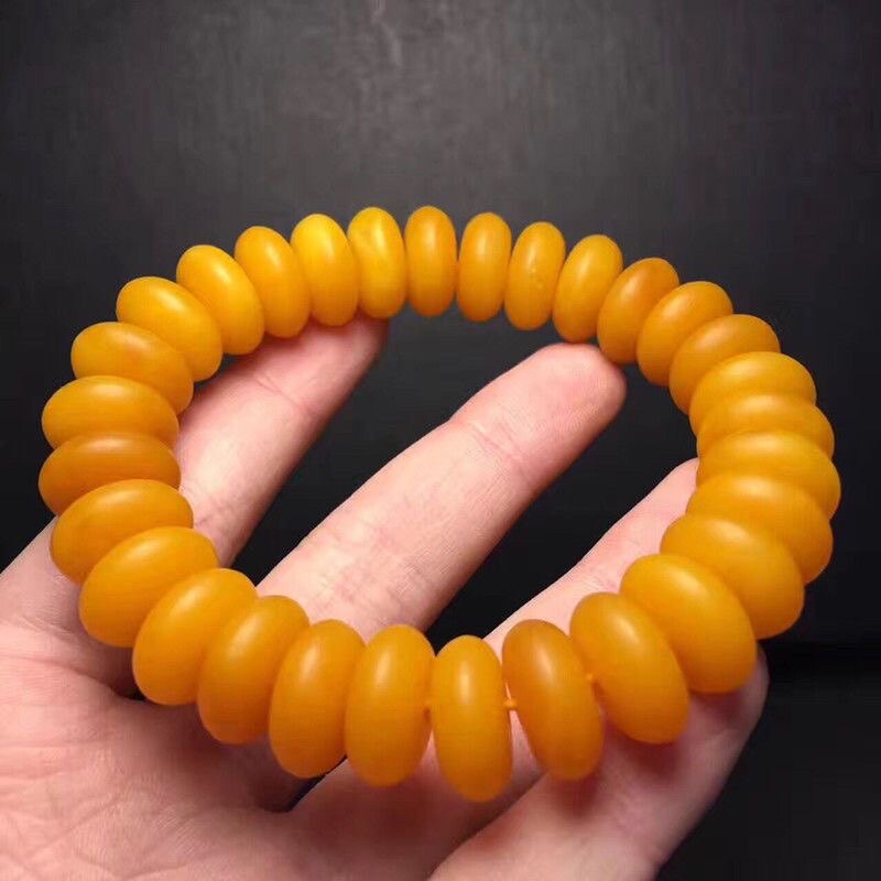 老蜜老蜜蜡算盘珠手串男女款正品高档原石琥珀饼子手链二代