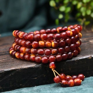 龙涎香 桶珠 路路通 108颗佛串 多圈手串 血龙涎 红料