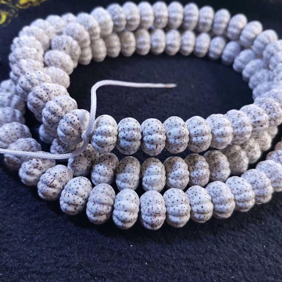 14*10高密顺白原生态手工雕刻瓜珠海南星月菩提子108 6佛珠念珠