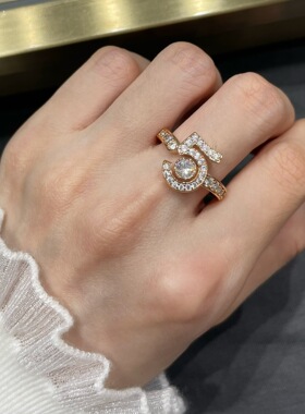 V金精工版五号戒指女轻奢小众设计感高级食指戒时尚百搭指环