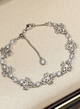 S925纯银精工高级感船锚鸢尾花可抽拉手链轻奢百搭手饰女