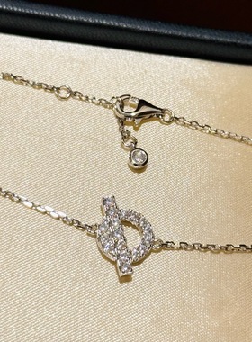 S925纯银精工满钻横杆小q手链简约个性轻者百搭手饰女