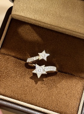 25年新款星星流星双层镶钻戒指925通体纯银指环男女同款手饰