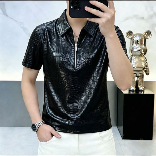 老钱风男装轻奢高级感半拉链针织短袖polo衫男夏薄款2026新款t恤