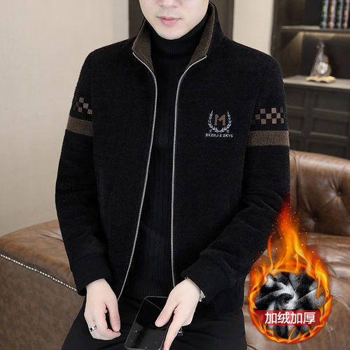 男士外套加绒加厚秋冬季2025新款潮牌立领毛呢夹克男装高端冬装潮