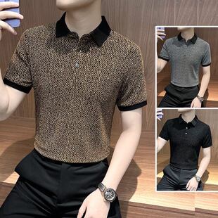 痞帅衬衫POLO衫男士短袖夏季冰丝男装2026新款夏装衣服男款V领T恤