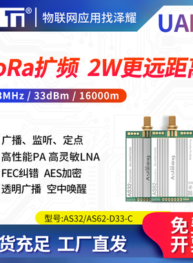 LORA扩频无线串口模块2W大功率433M远距离传输RSSI 中继 数据加密