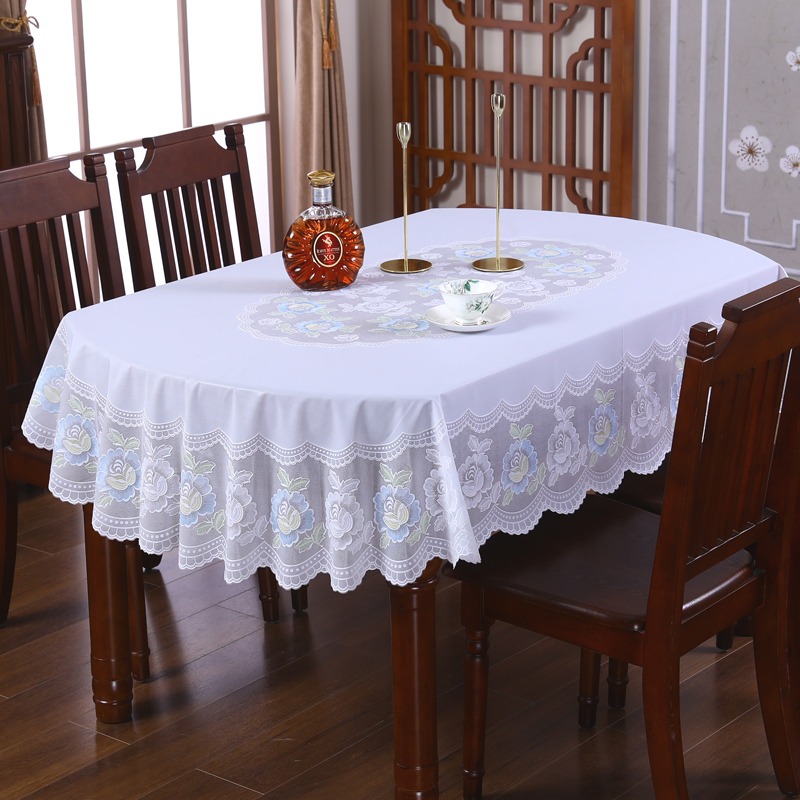 桌布椭圆形餐桌家用轻奢高级感可折叠伸缩桌简约防水防油免洗台布