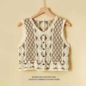 宽松外搭背心 小外套短款 2022早春新款 针织马甲女文艺复古百搭开衫