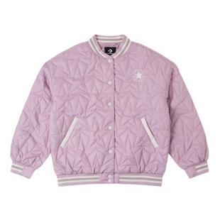 Converse女字母星星刺绣条纹绗缝夹棉运动夹克 A04 10025223