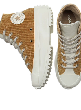 Converse匡威锯齿鞋底防滑厚底增高女子抓绒内里休闲鞋A03253C