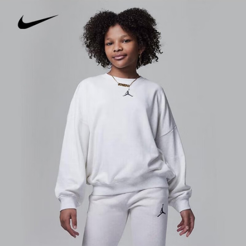 NIKE耐克女青少年套头儿童卫衣针织套头衫 JD2332031GS-001-W6N