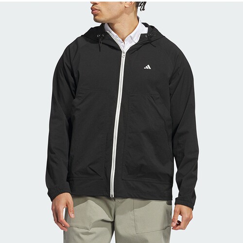Adidas阿迪达斯新款男士拉链高尔夫运动连帽外套IL0581